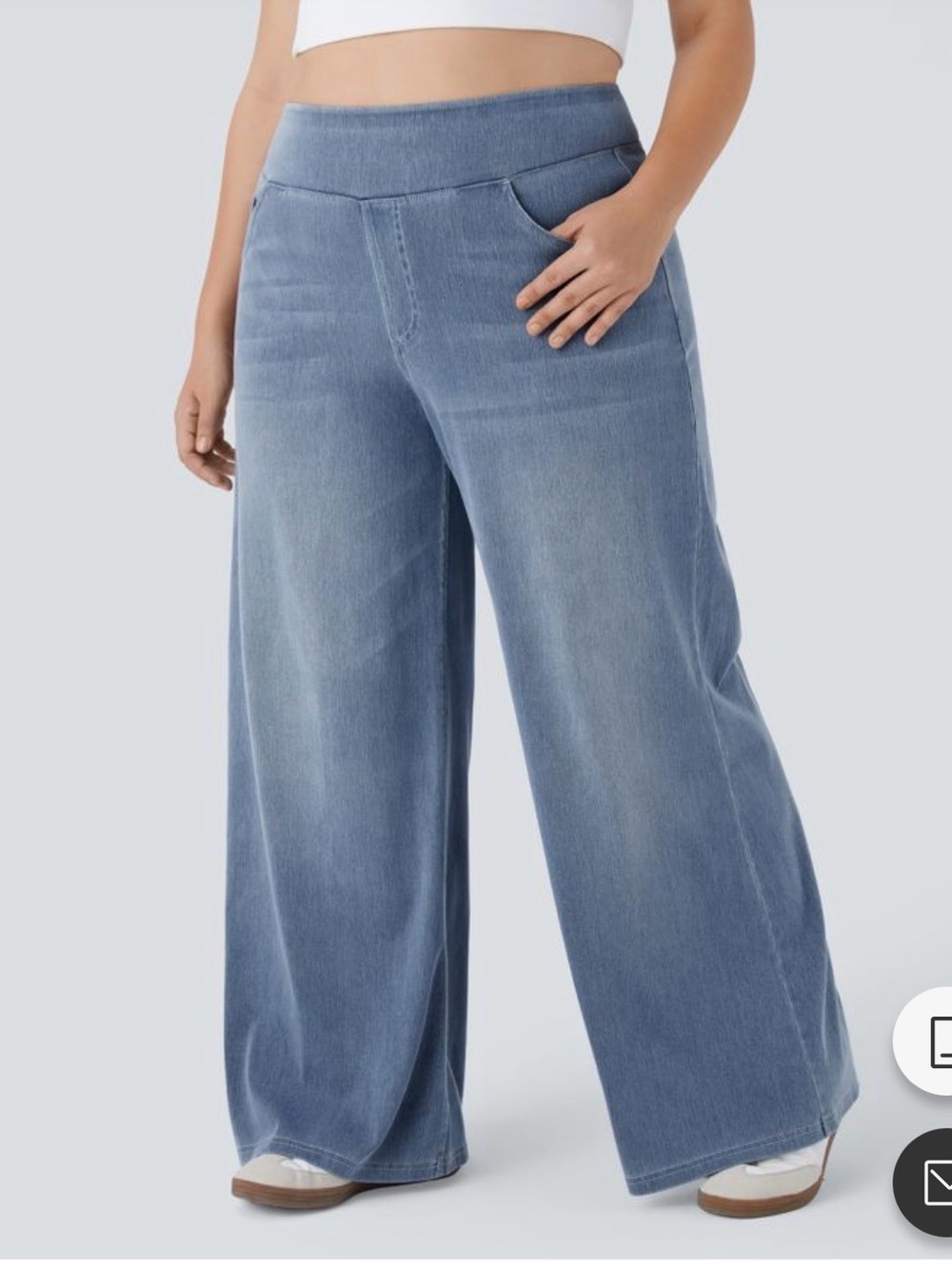 Halara flex denim pull on wide leg light medium jeans